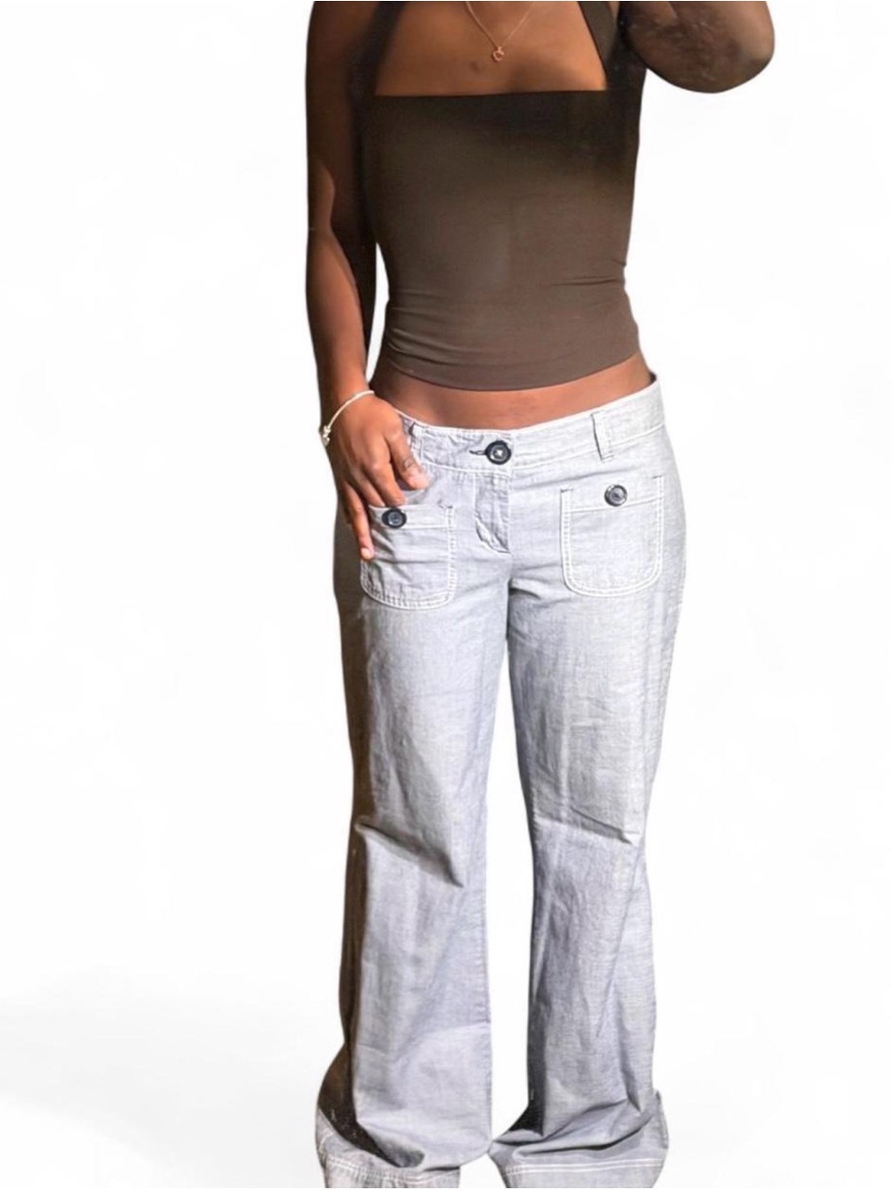 American Eagle Outfitters Light Gray Boot Cut Pants